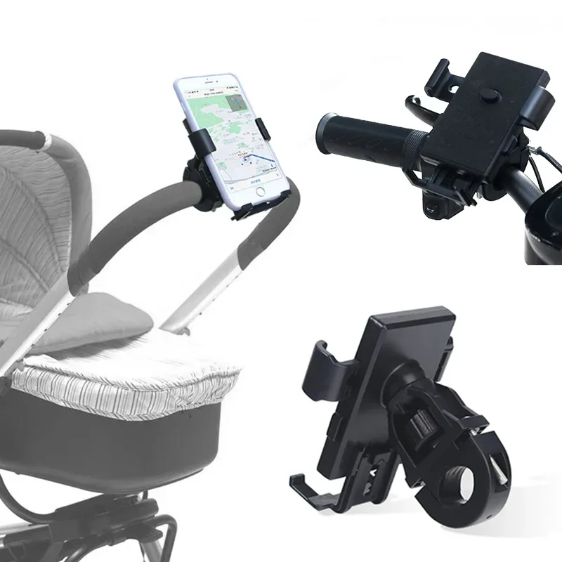 

Baby Stroller Cell Phone Holder 360 Degree Rotate Universal Clamp Pram Wheelchair Accessory Mount Bracket Bicycle Phone Stander