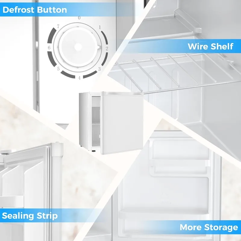 Mini frigorifero compatto Antarctic Star con congelatore, porta reversibile singola, ripiano in filo metallico, pulsante di sbrinamento, 1,7 Cu. Piede, bianco