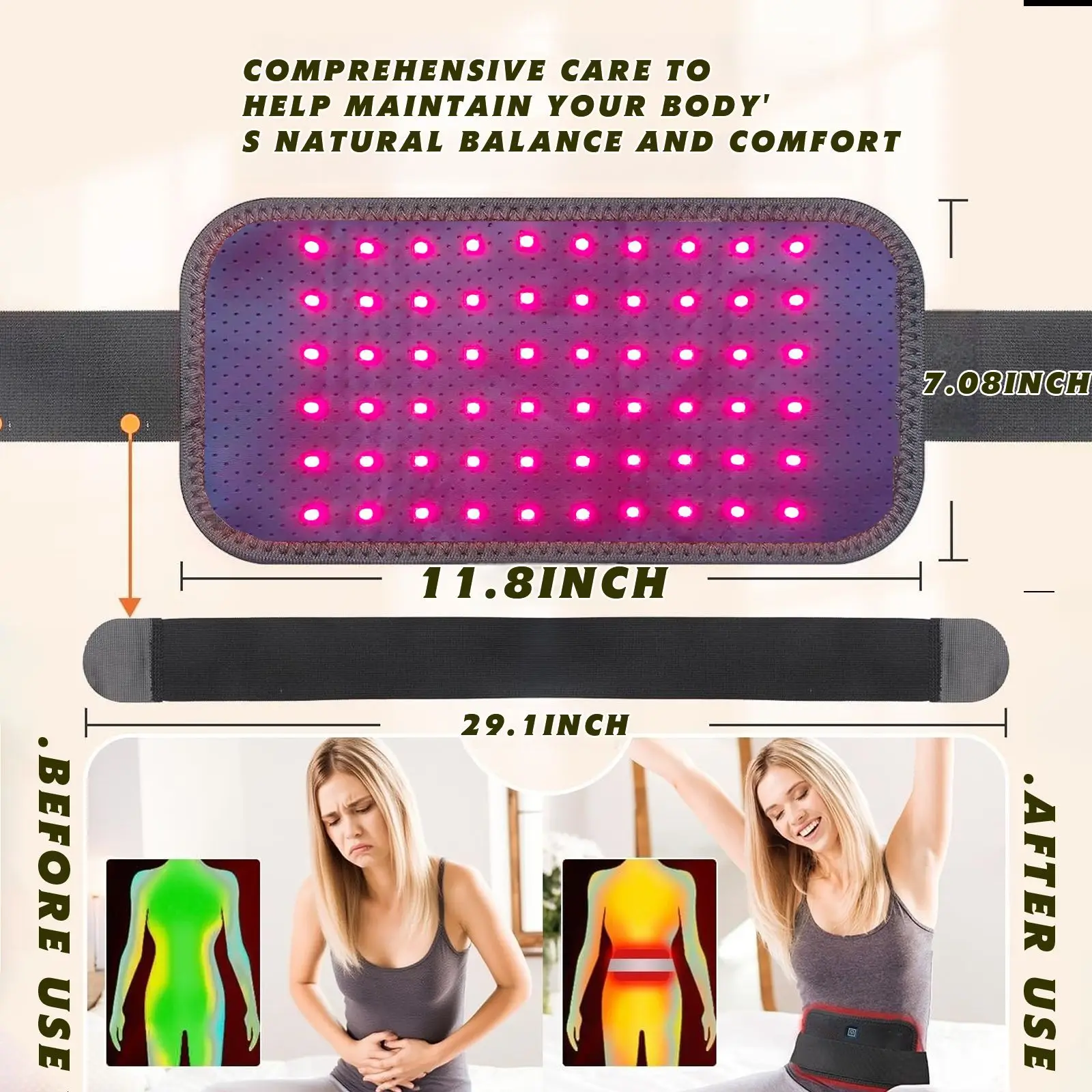 Red Infrared Light Therapy Pad 660nm 850nm LED Health Care for Face and Body Back Knee Hands Feet