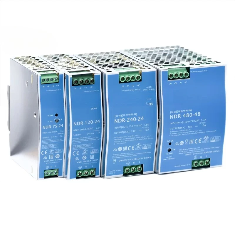 

NDR XDR DIN Rail Power Supply for Industrial Control Systems Switching Power Supply 12V 24V 36V 48V 75W-960W