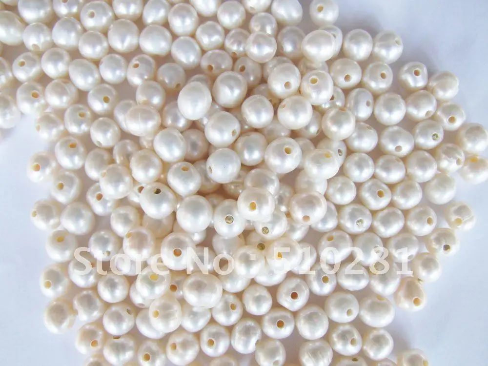 

white 100pcs/lot 9-10mm round freshwater pearl beads 2mm hole