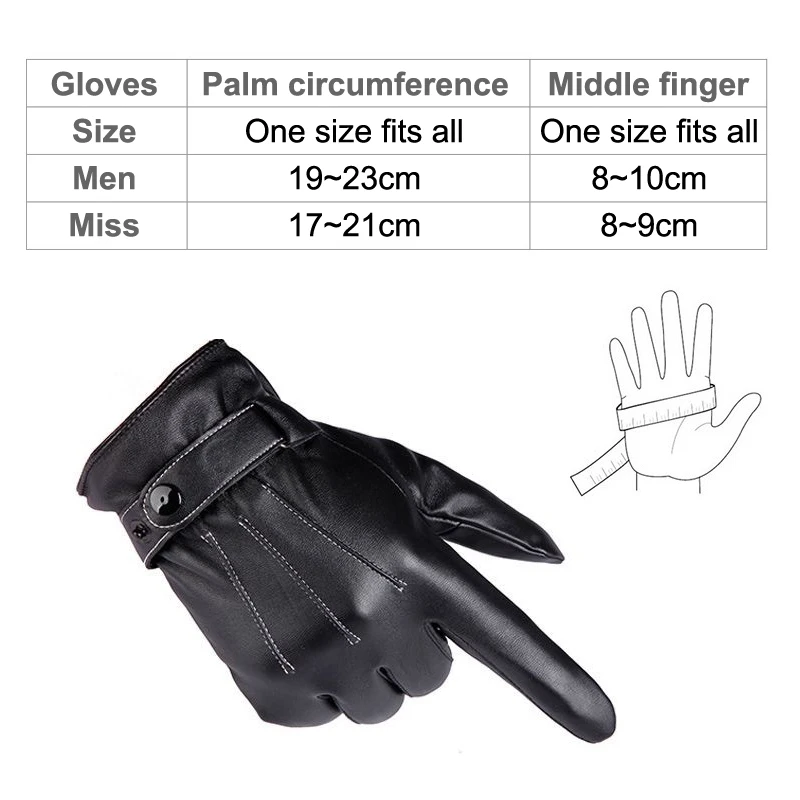 New Winter Gloves Men Women Black PU Leather Cashmere Warm Driving Gloves Mittens Touch Screen Waterproof Tactical Gloves