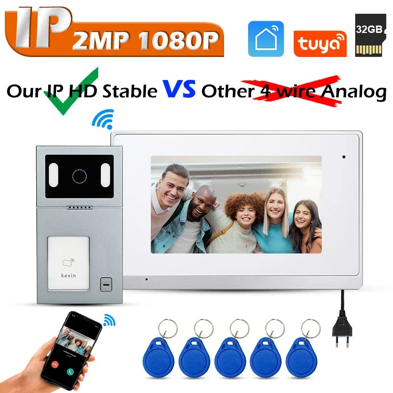 

High-end 7 Inch TFT LCD Outdoor Wifi night vision intercom system for home wired video door phone