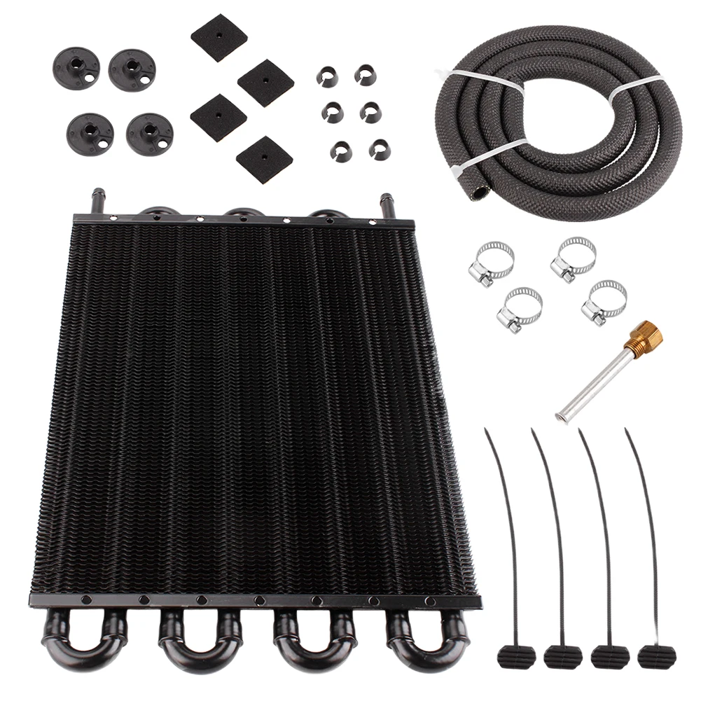 Aluminum Universal Oil Cooler Kit 4 Row 6 Row 8 Row Engine Oil Radiator Car Auto Transmission Auto-Manual Radiator Converter