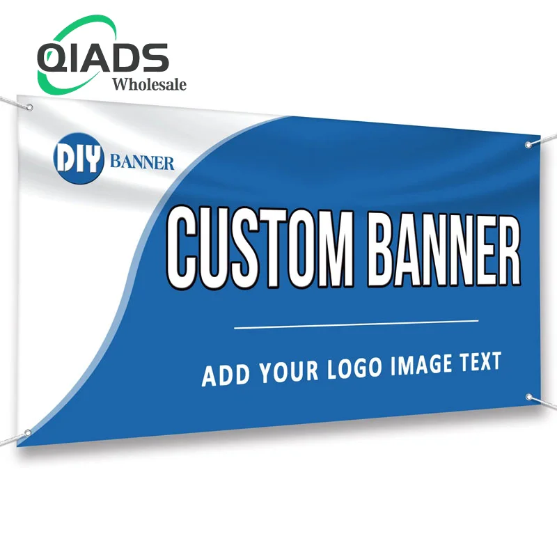 QiAds Sto Custom Advertising Size Picture Design Background Print PVC Outdoor Spray Cloth Banner Vinyl/Fabric Banne Vinyl Banner