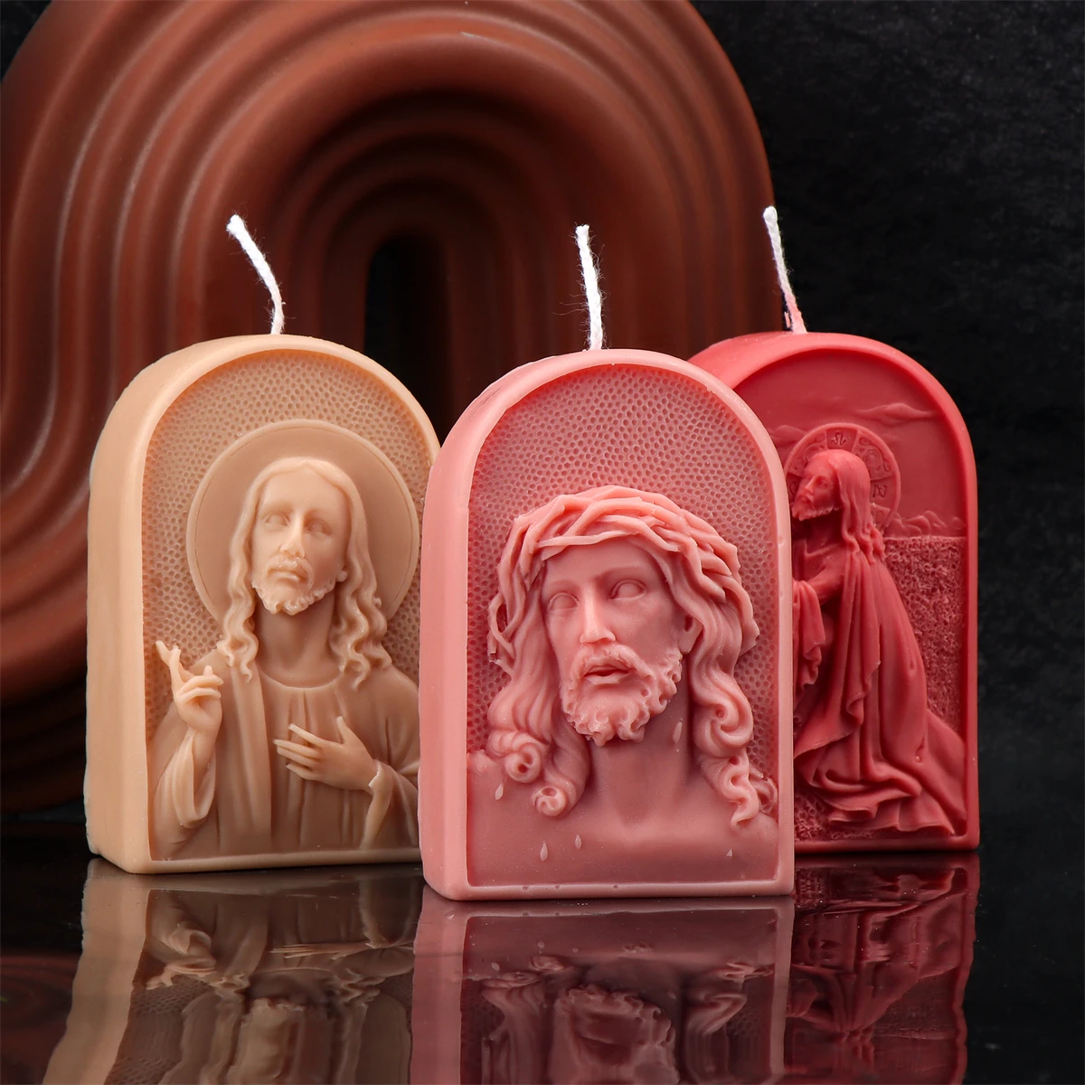 Moldes de vela de silicone religioso jesus 3d forma de estátua cristã diy cera sabão resina molde para casa altar decoração artesanato suprimentos