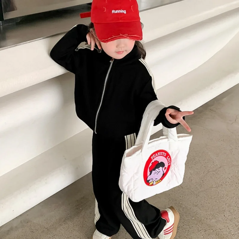 

Girls Coat +Pants Kids Suits 2PCS/Set Cotton 2024 Sweet Spring Autumn Cotton Jogging Suit Teenagers Children Clothing