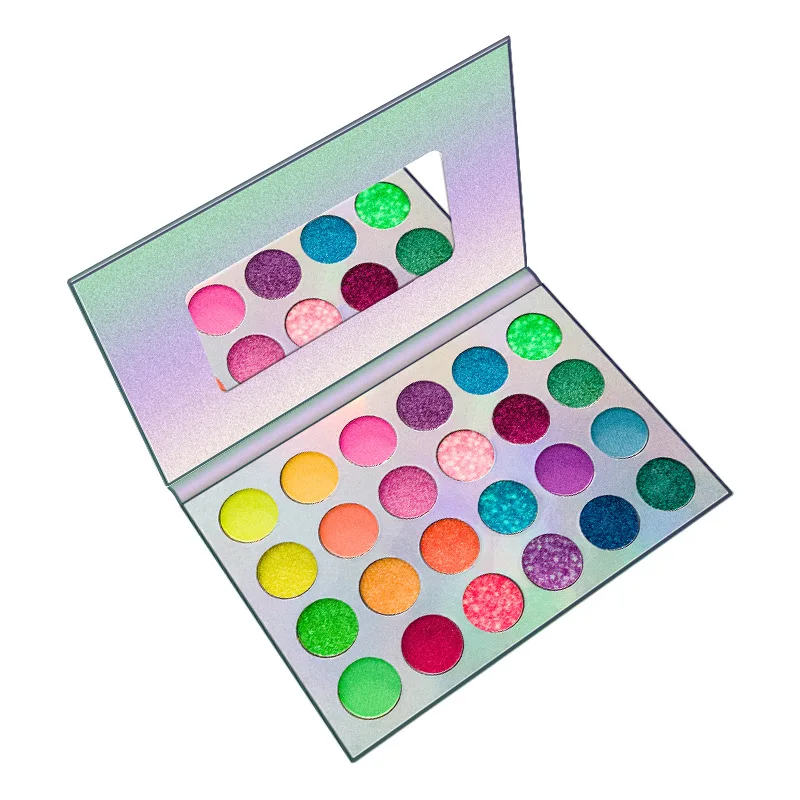 Luminous eyeshadow tray 24-color pearlescent nightclub bar party sequins matte fluorescent eyeshadow tray spot cross-border.