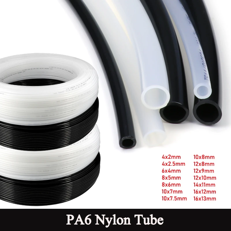 

PA6 Nylon Tube 4mm 6mm 8mm 10mm 12mm 14mm 16mm Air Tubing Component Pneumatic Rigid Polyamide PA Pipe Line Hose for Compressor