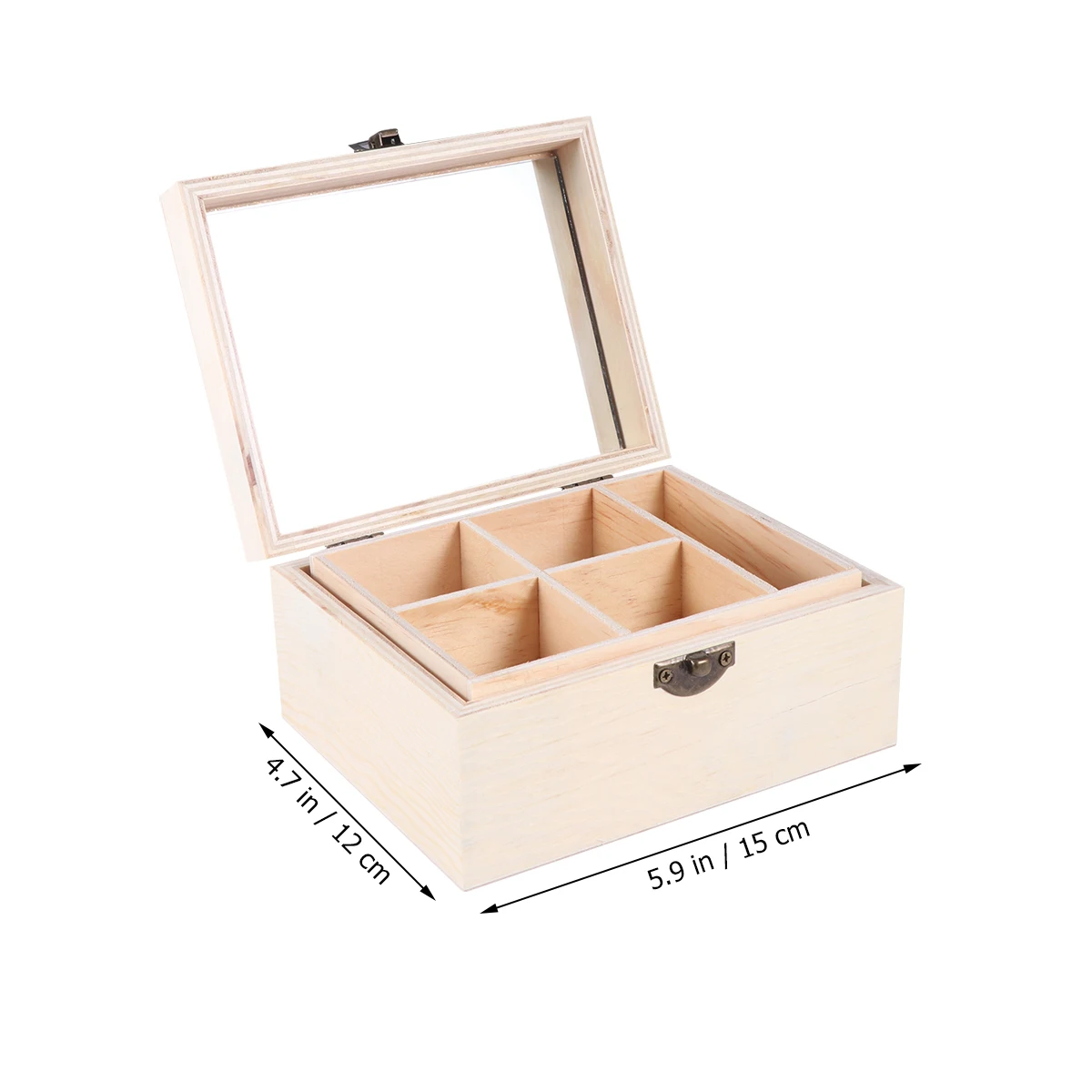 

Wooden Jewelry Box Organizer Ecofriendly Durable Smooth Surface Double Mirror Trinket Boxes Hinged Children Painted Clay Storage
