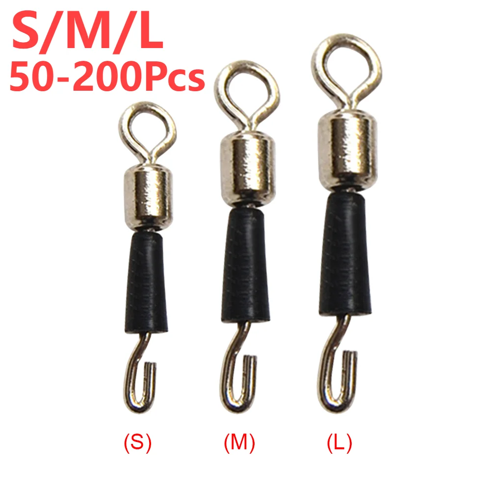 50/100/150/200Pcs Fishing Barrel Bearing Rolling Swivel Solid Ring Fast Link Hook Connectors Fishing Tackle Accessories