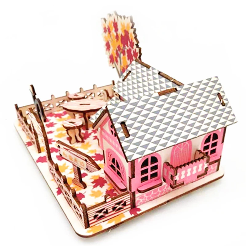 DIY Model zabawki 3D Drewniane puzzle Jesień jest bezgraniczna Drewniane zestawy edukacyjne Puzzle Gra Montaż zabawek Prezent dla dzieci Dorosły P12