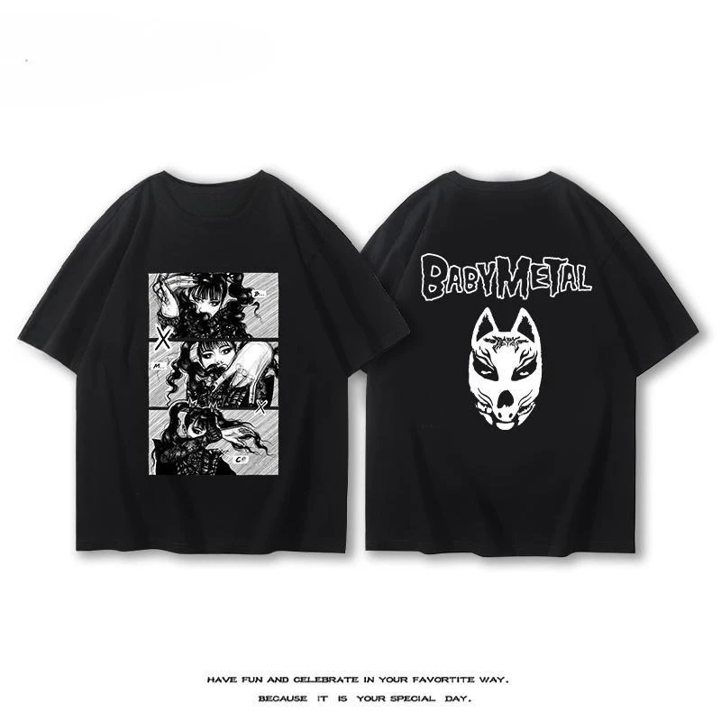 

Japanese Baby Band Short-sleeved Boys and Girls Summer Metal Rock Band Retro Cotton Printed T-shirt Trendy Brand