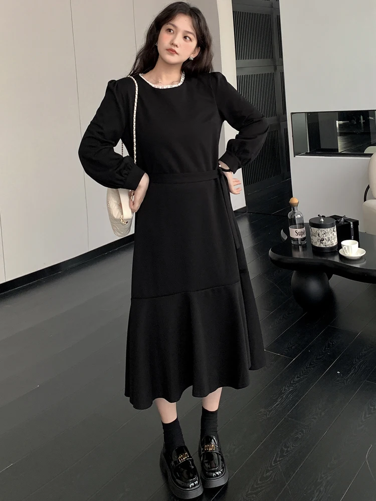 NYFS 2025 gros MM grande taille Robe longue mode Patchwork ample confortable Robe décontractée automne femmes Elbise