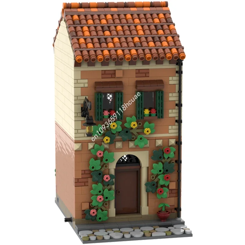 

Набор строительных блоков MOC «Итальянская улица», 1153 детали, без интерьеров, серия 2, рождественский подарок, вдохновляющий набор для творчества и архитектурного конструирования своими руками