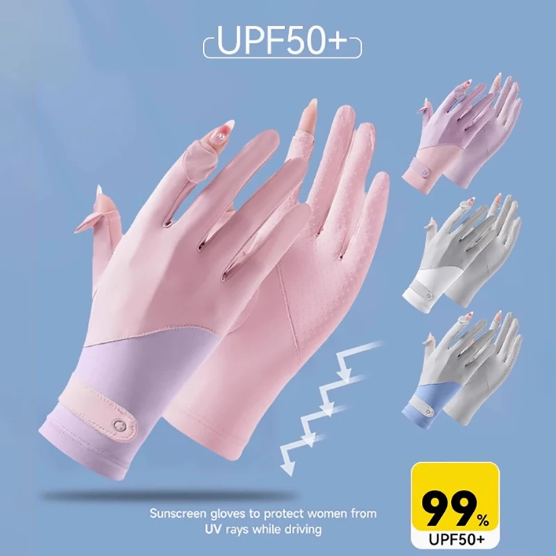 1 Paar Sonnenschutzhandschuhe, Einheitsgröße, Sonnenschutz, atmungsaktiv, UV-beständig, kühlender Stoff, Slip-Handschuhe für Radfahren im Freien, Fahren