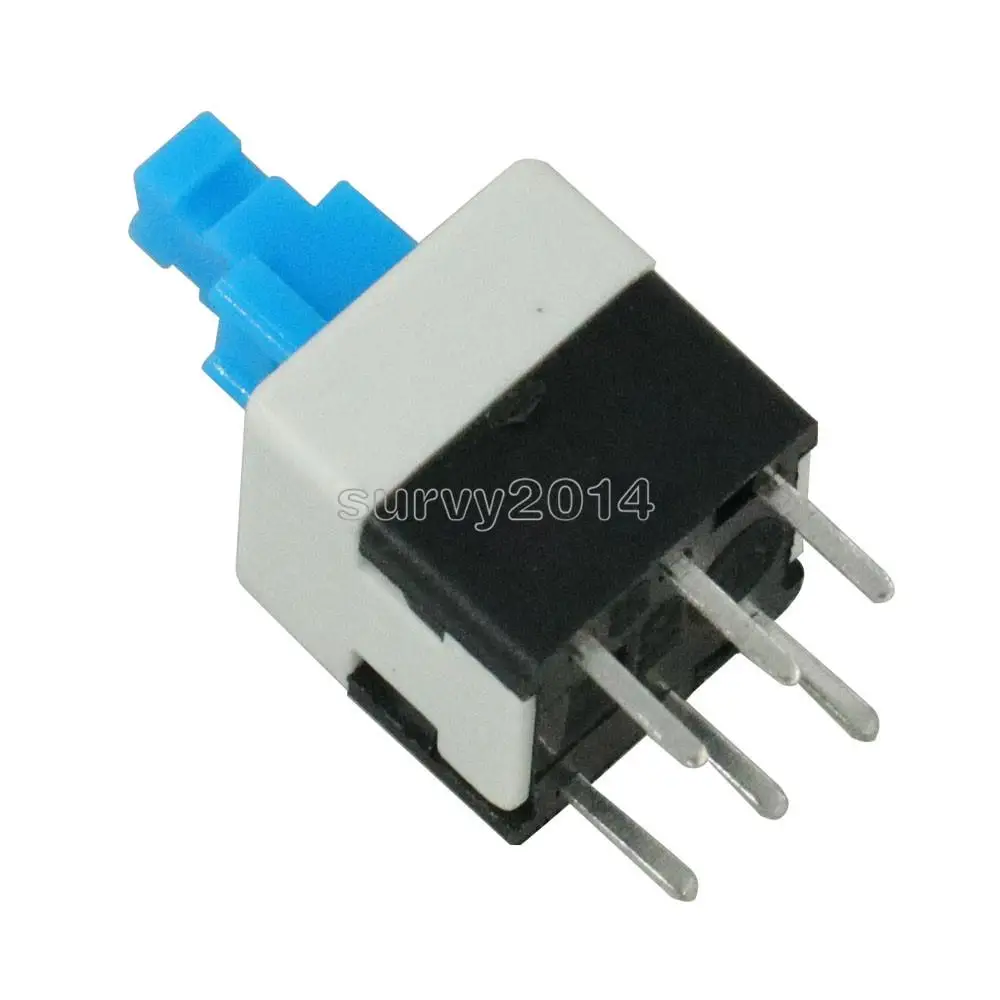 10Pcs/Lot 8X8mm Cap Self-locking Type Square Button Switch Blue 100000 Times Service Life