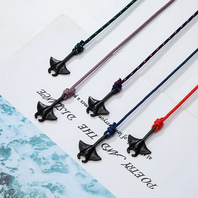 MKENDN Sea Style Camping Paracord Cute Manta Ray Rope Bracelet Men Women Beach Lovers Jewelry Wrap Metal Hooks