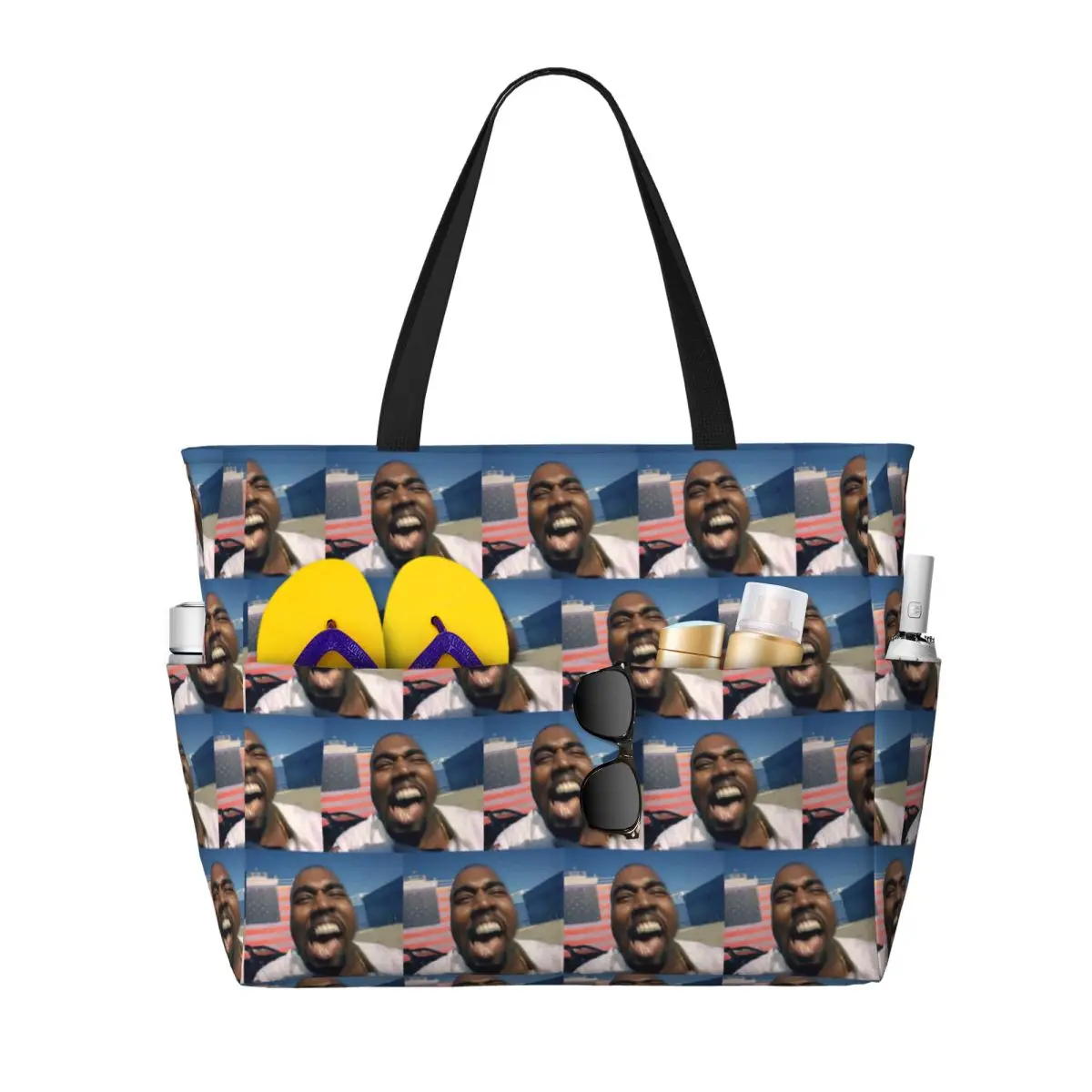 

Cool Fun Funny KanyES Wests Beach Tote Bag Sport Gym Yoga Duffle Large Tote Bag Women Travel Bag Fitness bag