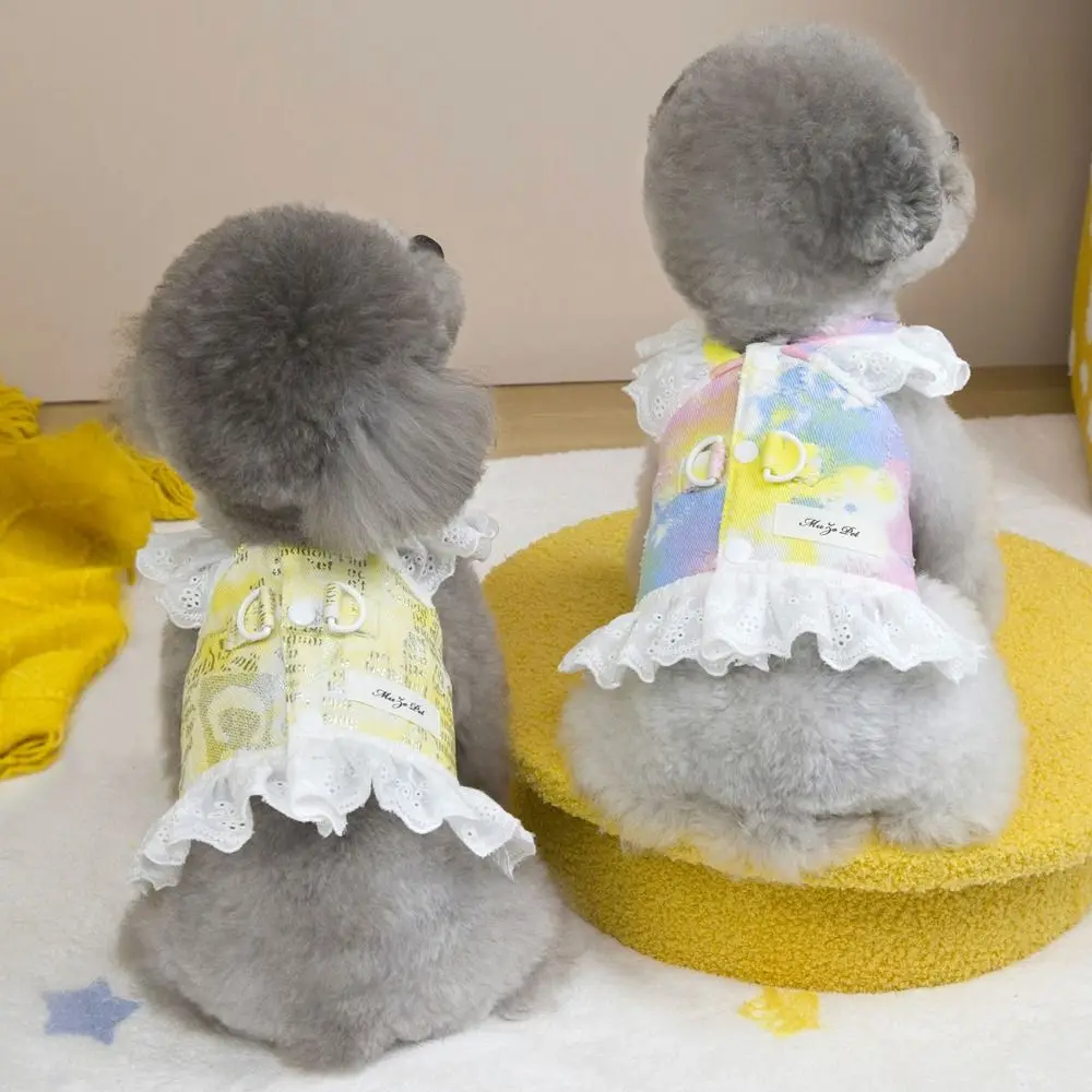 

Pet Summer Clothes Cute Dog Vest Harness Breathable Thin Design Pet Lace Sleeve Dress Soft Cat Chest Strap Autumn