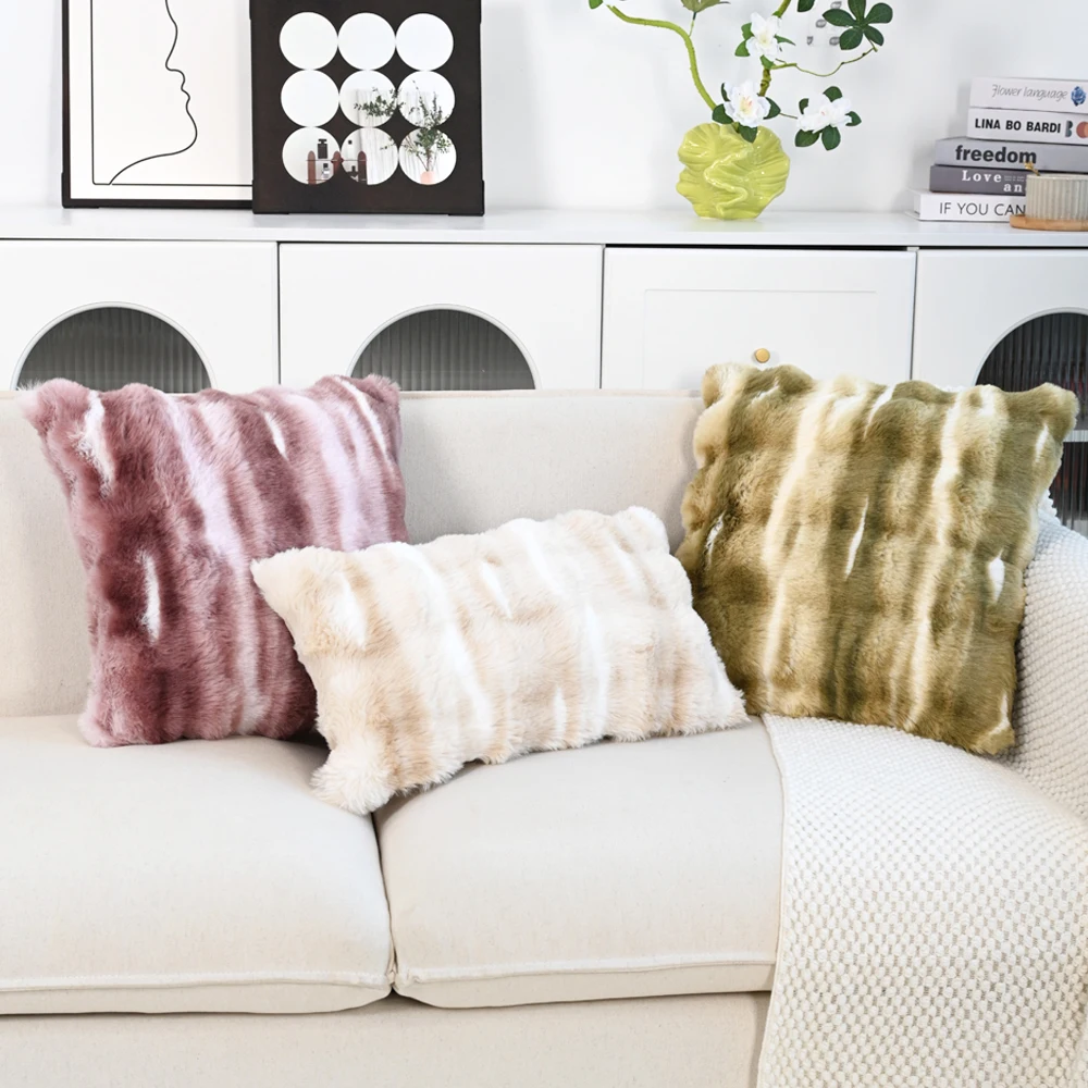 BUYNOW-funda de almohada de felpa degradada, funda de cojín para sofá, sala de estar, fiesta diaria, decoración para silla de montar, cojines para sala