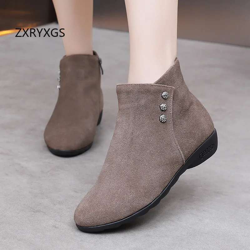 

ZXRYXGS/Новая элегантная модная обувь из натуральной матовой воловьей кожи, женские полусапоги, осенне-зимние ботинки большого размера, обувь из натуральной кожи 2025