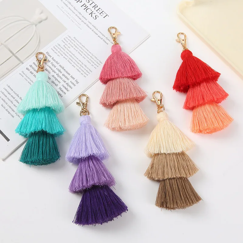Creative Color Macaron Cotton Rope Handwoven Bag Pendant Small Fresh Keychain Pendant Tassel Mobile Phone Chain