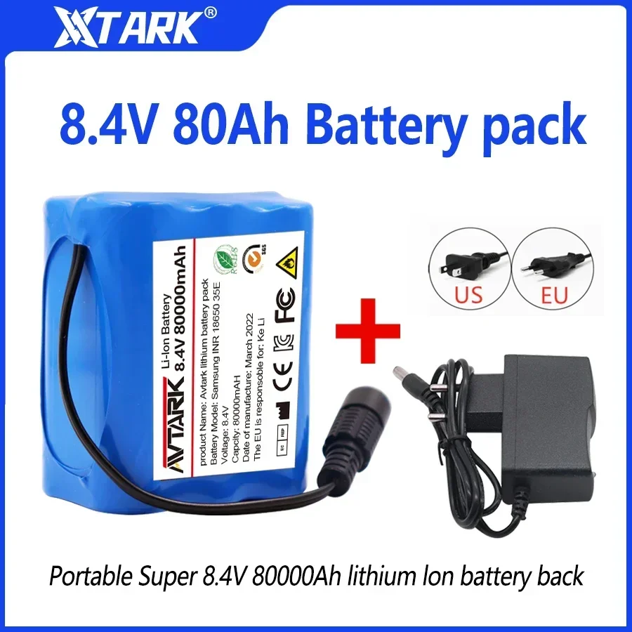 

18650 Batteries New 8.4V 80Ah Bicycle Light Headlamp Oxygen pump Solar lamp Scooter 80Ah Lithium Ion Rechargeable Battery Pac