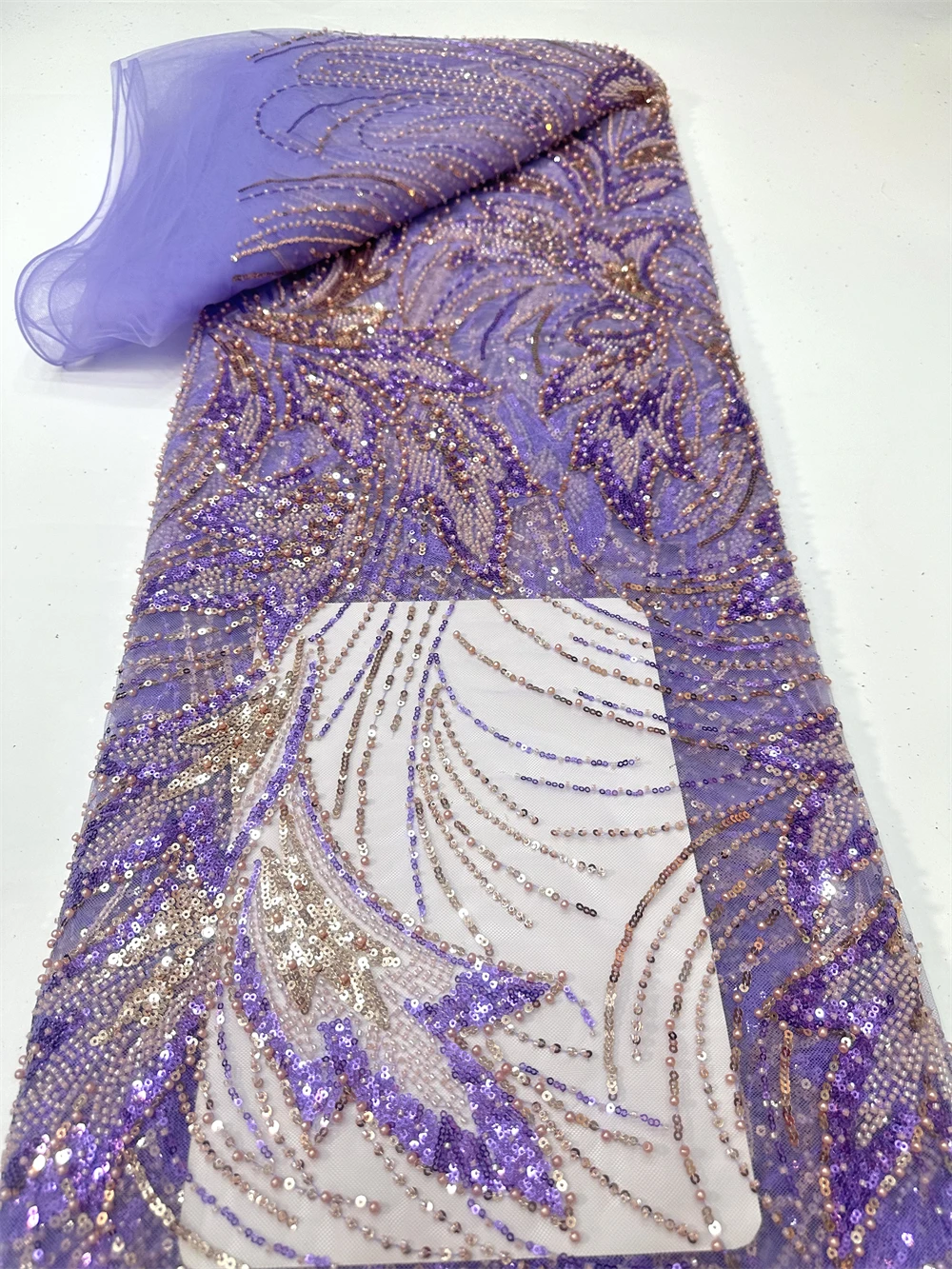 

African Sequins Beaded Groom Lace Fabric High Quality French Tulle Lace Fabric Embroidery Nigerian Lace Fabrics Dress Wedding