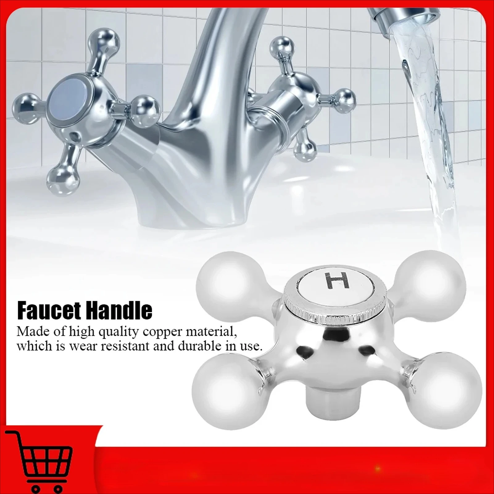 

Copper Cross Handle Bath Sink Faucet Handle for Kitchen Bathroom Sink Unique Plum Blossom Water Faucet Handle Replacements