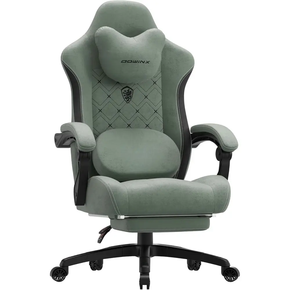 Ergonomischer Grüner Gaming-Stuhl mit Beheizter Massage, Lendenwirbelstütze und Taschenfederkernpolstern für Erwachsene bis zu 159 kg