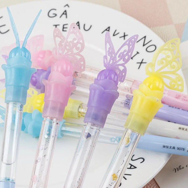 만화 절묘한 나비 반짝이 펜, 학생 문구, 귀여운 중립 펜, 사무용품, 창의적인 패션, 시험 펜 선물