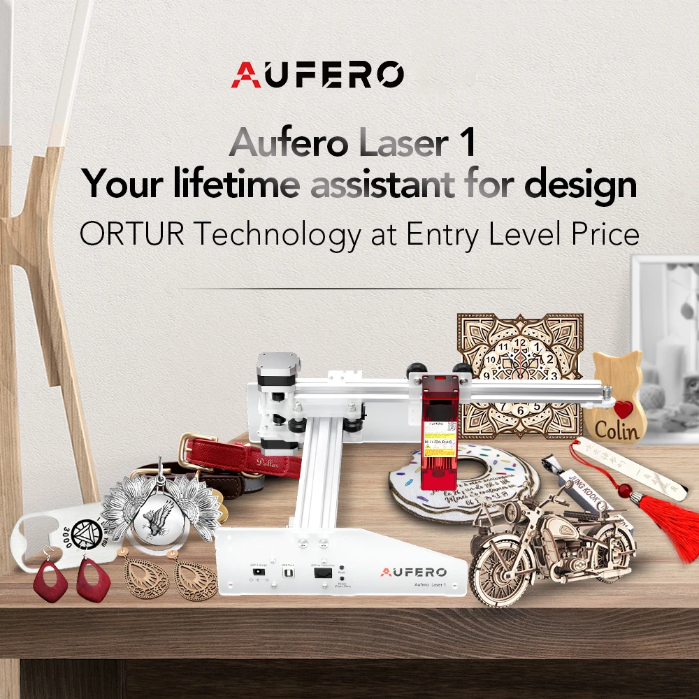 Aufero Al1 Cnc Gravador a Laser Cortador de Gravura Escultura Máquina Mini Carver Faça Você Mesmo Logotipo do Laser Impressora Marca para Metal Madeira Gravura