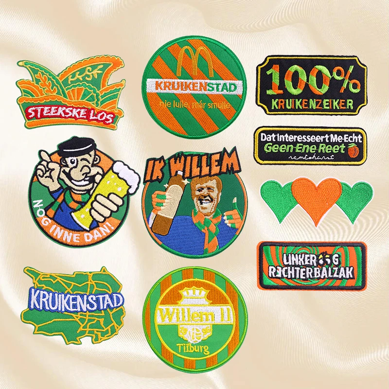 

10PCS Set Patches DIY Kruikenstad Emblem Embroidered Sew Patches Iron On Patches Netherland Carnival Patch Celebration Gift