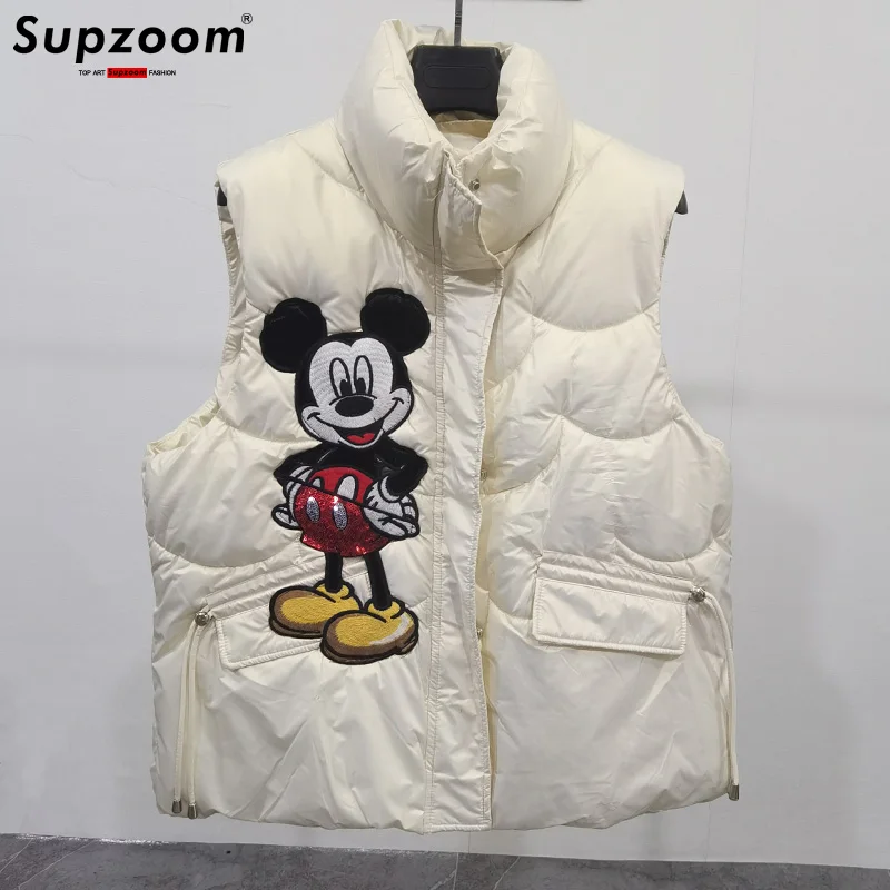 Disney New Arrival Brand Clothing Top Fashion Mickey Mouse Embroidery Loose Cardigan Winter Coat Casual Cotton-padded Jacket