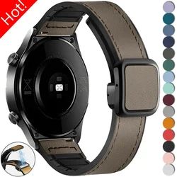 20mm 22mm Leather Magnetic Strap for Samsung Galaxy Watch 7 6 5 4 40 44mm 6Classic Silicone Bracelet for Huawei Watch 3 GT 4Pro