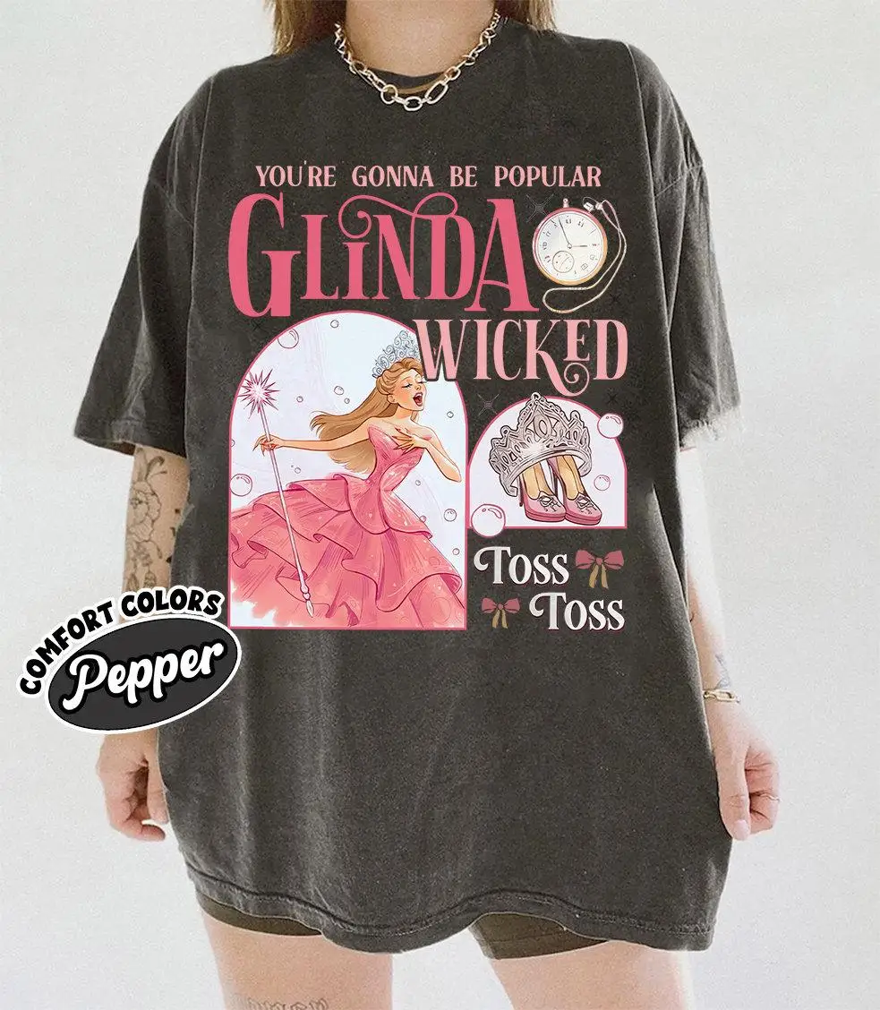 قميص Glinda The Good Wicked Comfort Colors تي شيرت برسومات برودواي الموسيقية تي شيرت مستوحى من شعبية رمي علوي