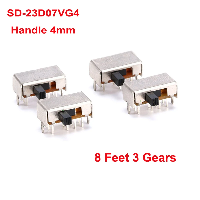 20/10pcs Toggle Switch SD-23D07 Slide Switch Mini SD-23D07VG4 4mm Handle High 8 Feet 3 Gears 50V 0.5 A Diy Electronics