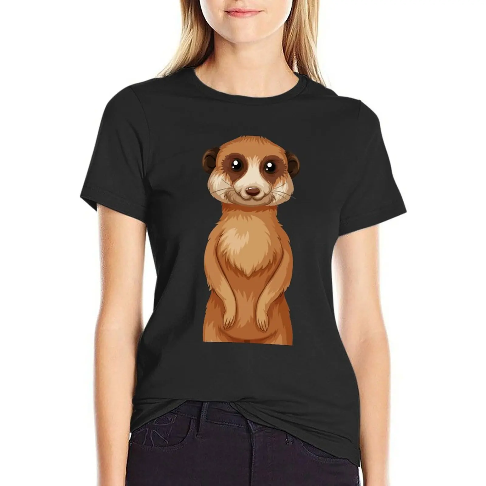 Meerkat standing hand drawn watercolor T-Shirt cute clothes kawaii clothes anime clothes new edition t shirts for Women