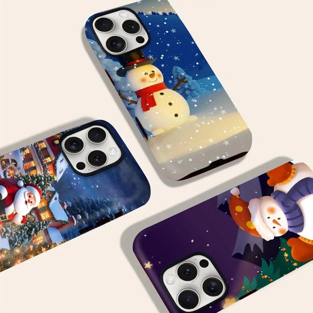

Santa Claus Sleigh Phone Case INS for iPhone17 16 15 14 13 12 11 Pro Max Plus Luxury Magnetic Double-layer Back Cover