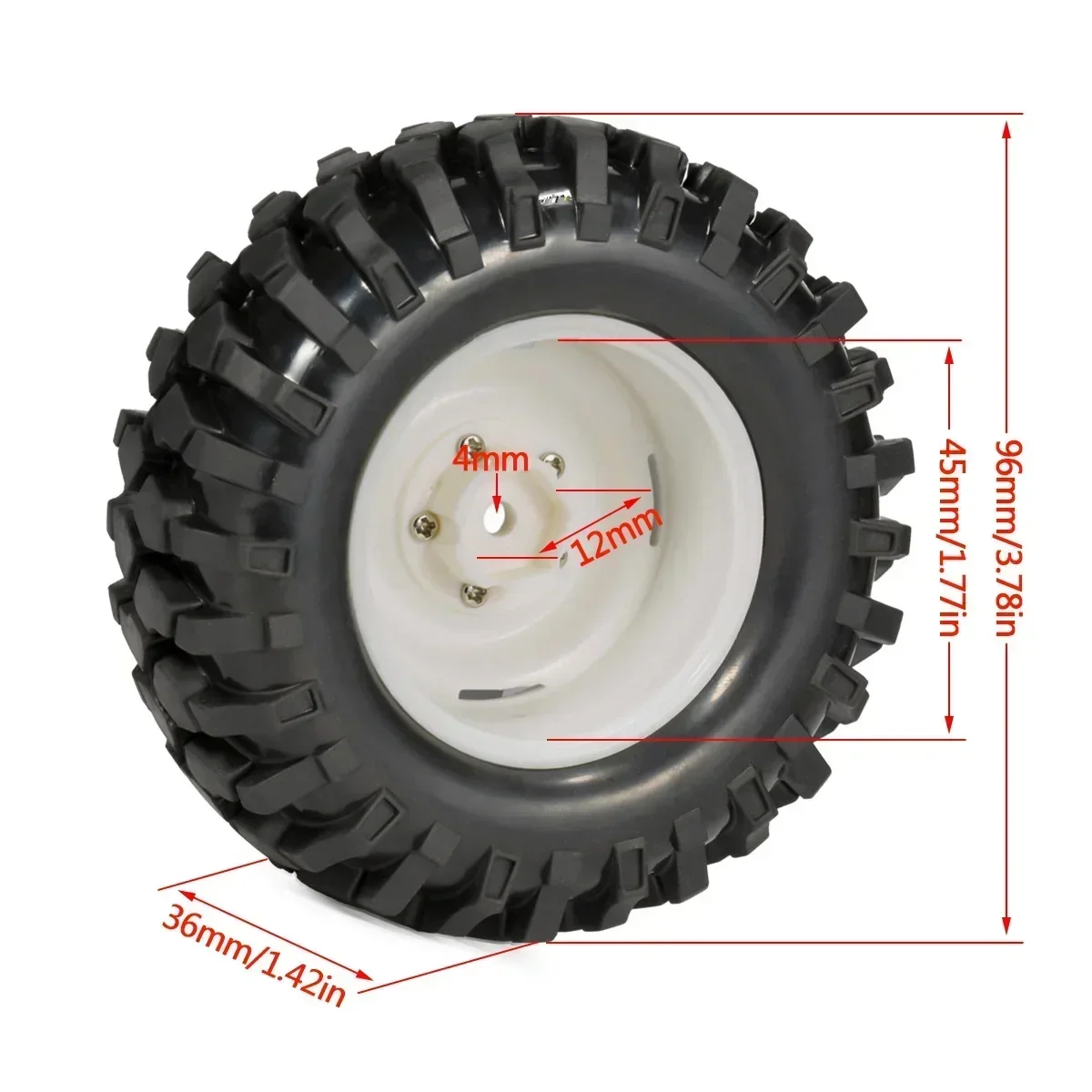 1.9 Inch Plastic Wheel Rims 96mm Rubber Tires for 1/10 RC Car Crawler EX86010 136100 V3 TF2 D90 HB R1001 ZP1005 104311 CC01 LC70