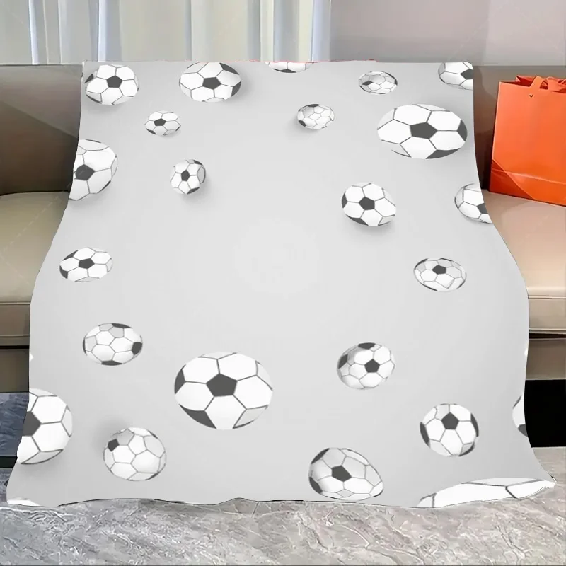 

1pc Flannel Blanket Soccer Ball Pattern Soft Cozy Blanket for Sports Fans Living Room Decor