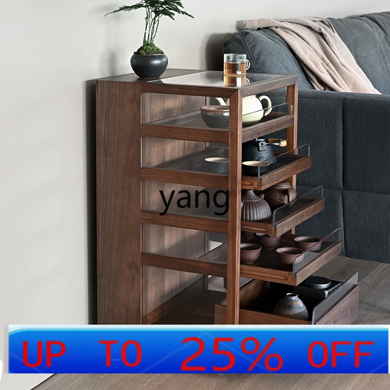 

LH Plexiglass Display Cabinet Solid Wood Tea Cabinet Mobile Shelf