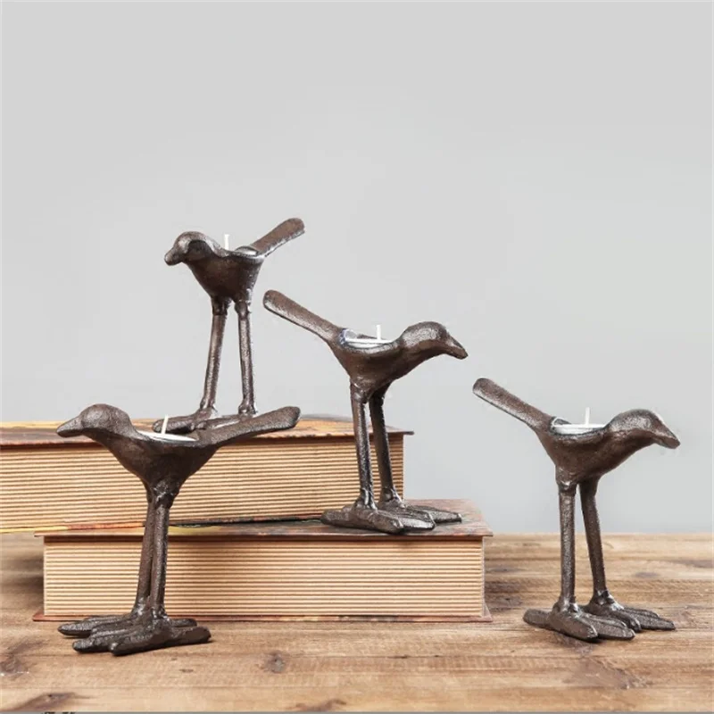 LCH Vintage Style Iron Art Candle Holder Ancient Bird Shaped Cloth Hook Outdoor Hardware