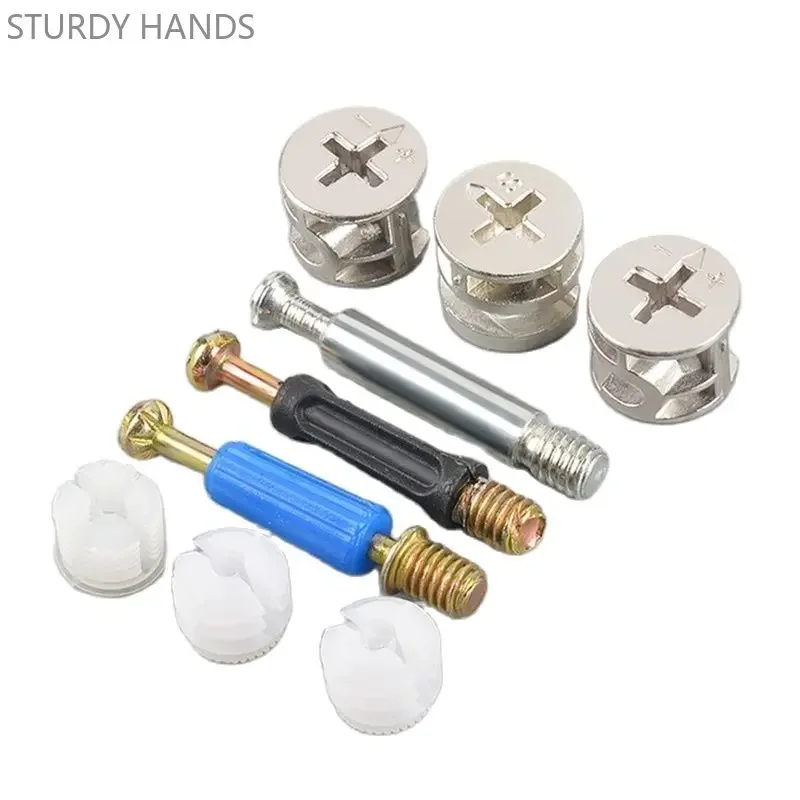 

50pcs Wooden furniture 3-in-1 connector screws eccentric nut Fixed fasteners kitchen Cabinet Wardrobe Connecting Hardware tools