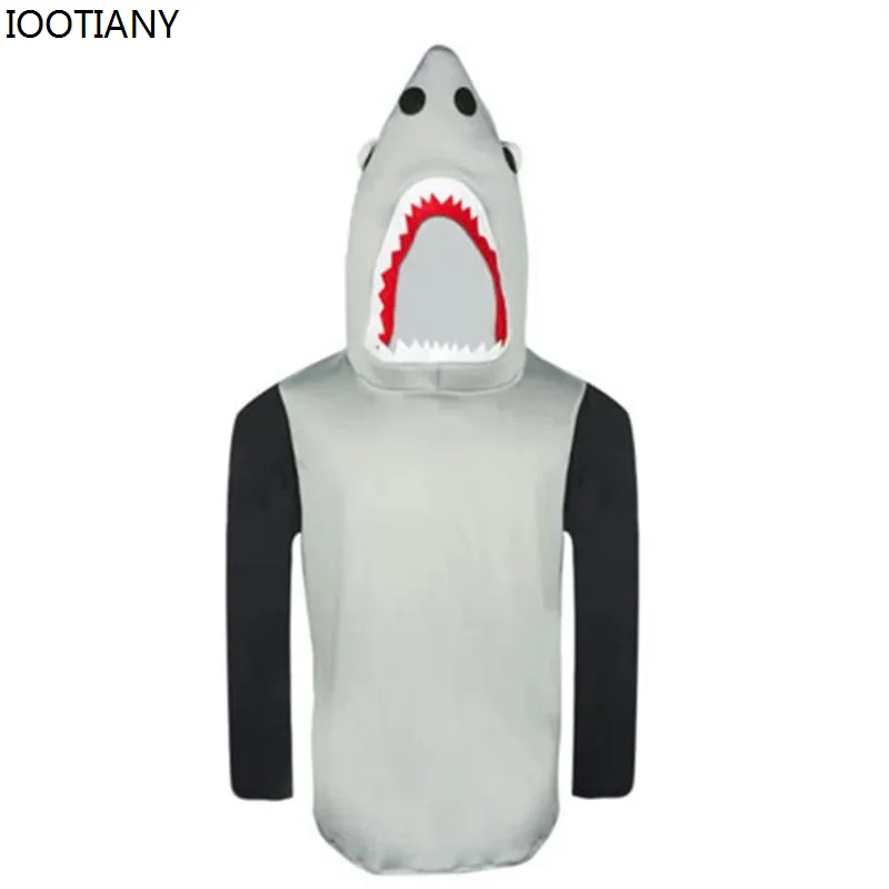 Marine Animal Performance Costumes 3D Shark Costume With Hood For Adults Halloween Party Clothes Fun Holiday Play Acting Suit