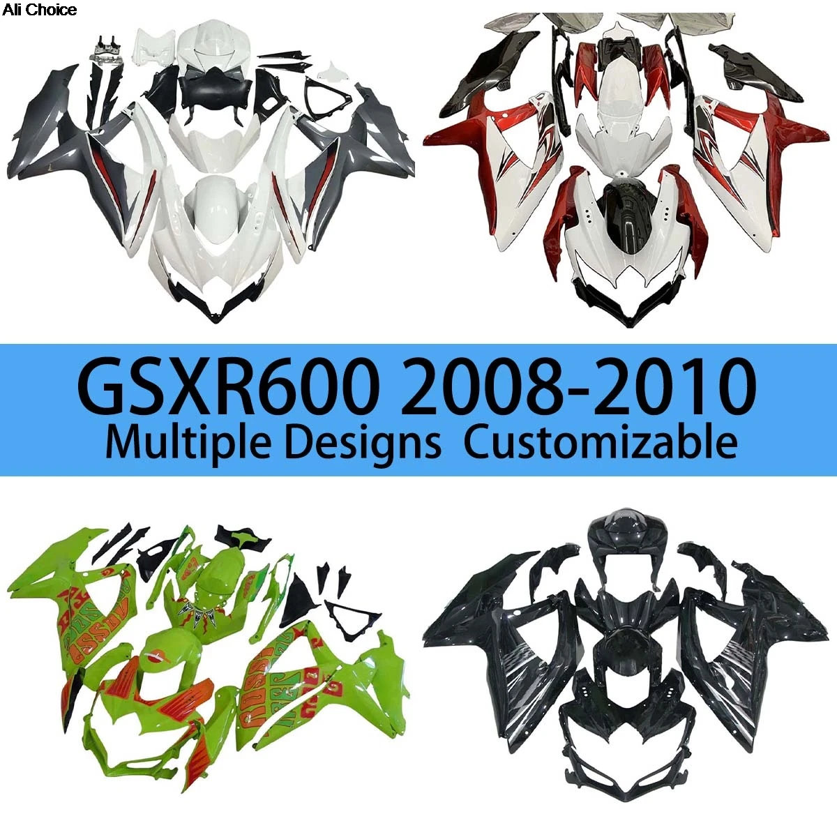 

Complete Fairing Set GSXR 600 750 2008 2009 2010 ABS Plastic Fairings Kit Motorcycle Cowling for GSXR600 GSXR750 08 09 10