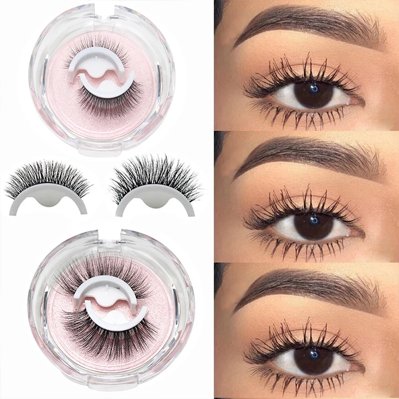 1Pair Makeup Self-adhesive Faux Mink False Eyelashes No Residue On The Skin 3D False Eyelashes Reusable Natural Long Eyelashes