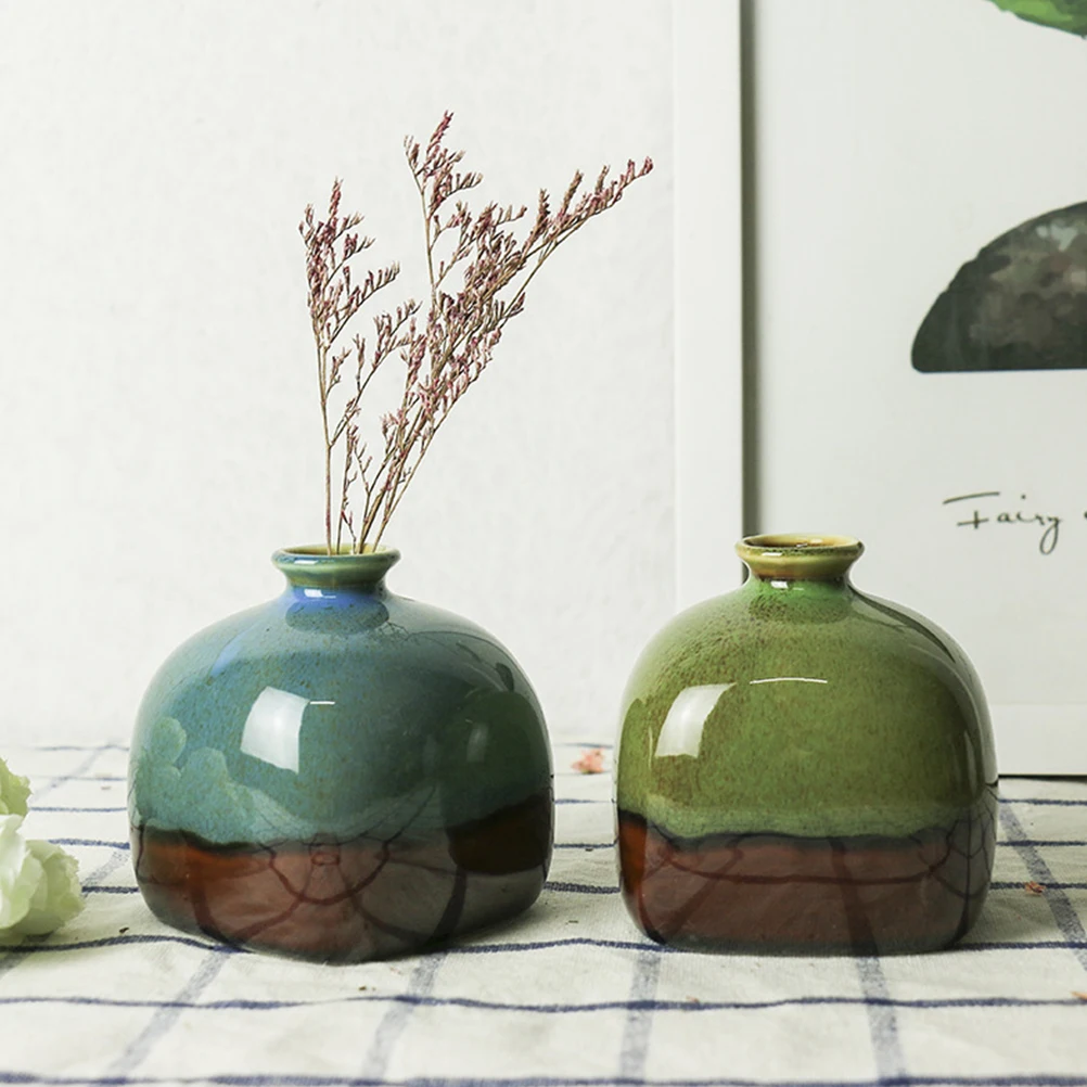 

4Pcs Ceramic Mini Flower Arrangement Vase Green Plant Anti-Slip Stable Home Decoration Balcony Office Furnishing