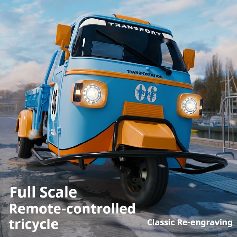 Tricycle télécommandé à grande échelle 1/10, moto à grande vitesse, nouveau camion de simulation, jouet de voiture à dérive sonore et lumineuse